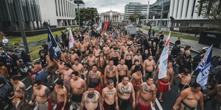 Les Maoris Lèvent la Voix : Manifestation Historique à Wellington - Viral Mag Des milliers de Maoris défilent à Wellington pour défendre leurs droits et protester contre un projet de révision du traité fondateur Une marche pour légalité et lidentité Viral Mag