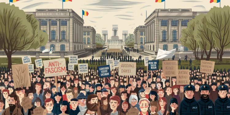 Manifestation contre le candidat d’extrême droite en Roumanie - Viral Mag 2000 personnes manifestent en Roumanie contre la qualification du candidat dextrême droite Calin Georgescu au second tour de la présidentielle Viral Mag