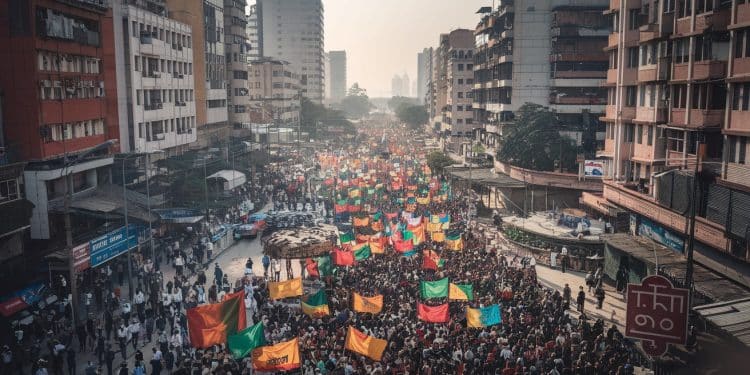 Manifestation massive à Dacca contre le « retour des fascistes » - Viral Mag Des centaines de milliers de bangladais défilent à Dacca réclamant des élections justes et sopposant au retour de lex Première ministre controversée Sheikh Hasina Viral Mag