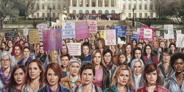 Marche des Femmes à Washington : Soutien Massif pour Harris - Viral Mag Des milliers de femmes marchent à Washington pour défendre leurs droits et soutenir Kamala Harris face à Donald Trump à trois jours de lélection présidentielle   Viral Mag