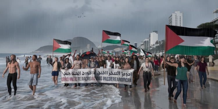 Des centaines de manifestants défilent à Rio en soutien à la Palestine avant le sommet du G20 Keffiehs drapeaux banderoles  la cause palestinienne au cœur des revendications   Viral Mag