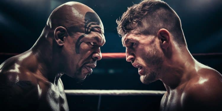 Mike Tyson Gifle Jake Paul Lors De Leur Ultime Face-à-Face - Viral Mag Mike Tyson a giflé Jake Paul lors de leur dernière confrontation avant de monter sur le ring pour un combat de boxe très attendu Viral Mag