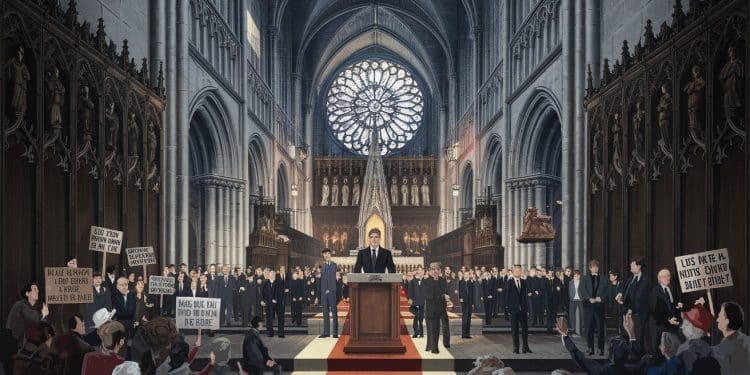 Polémique à Notre-Dame : Macron va-t-il oser l’impensable ? - Viral Mag Macron suscite la controverse en voulant prendre la parole à lintérieur de Notre Dame lors de sa réouverture Un acte sans précédent qui divise Viral Mag
