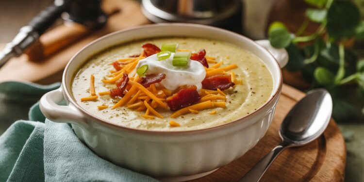 Soupe Loaded Broccoli Onctueuse et Réconfortante - Viral Mag Découvrez notre recette de soupe loaded broccoli ultra crémeuse et réconfortante Le meilleur des soupes dhiver en un bol savoureux Viral Mag