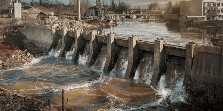 Une frappe russe endommage un barrage en Ukraine, menaçant des inondations - Viral Mag En Ukraine la frappe russe sur un barrage soulève des inquiétudes dinondations majeures Les autorités locales surveillent la montée des eaux et se préparent au pire   Viral Mag