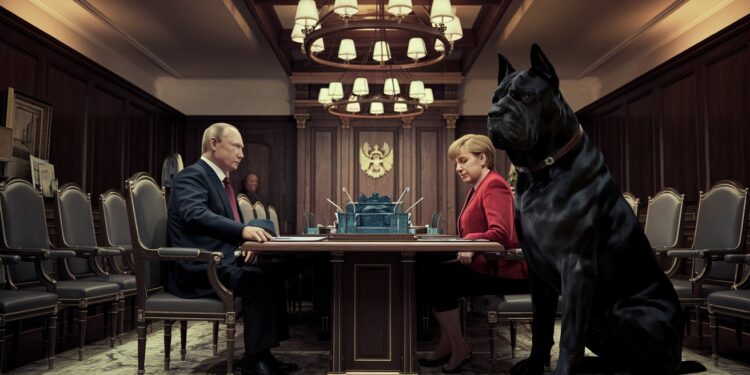 Vladimir Poutine s’excuse après avoir effrayé Angela Merkel avec son chien - Viral Mag Vladimir Poutine a présenté ses excuses à Angela Merkel pour lincident de 2007 où il lavait effrayée en faisant entrer son labrador dans la pièce ignorant sa phobie des chiens Viral Mag
