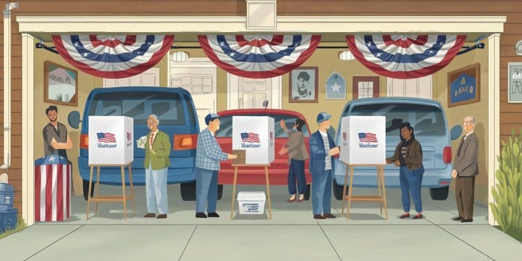 Voter dans un garage entre voisins : la démocratie californienne - Viral Mag À San Francisco les bureaux de vote installés dans les garages des habitants créent une ambiance légère et conviviale pour exercer son devoir citoyen   Viral Mag