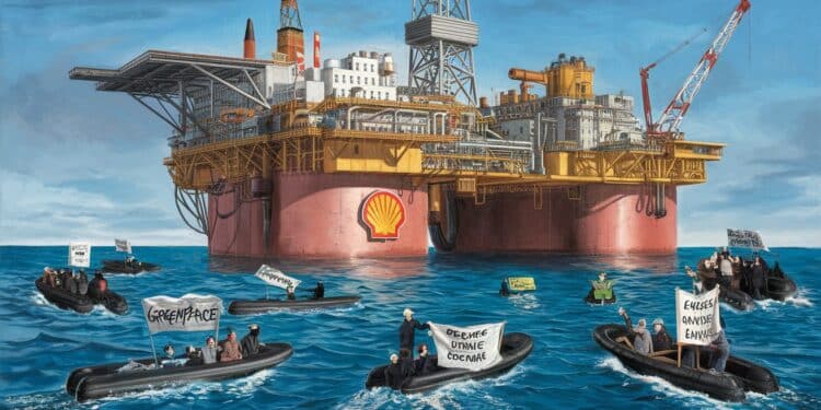 Accord entre Shell et Greenpeace : fin des poursuites judiciaires - Viral Mag Shell et Greenpeace annoncent un accord pour stopper les poursuites après que 6 militants soient montés sur un navire transportant une plateforme pétrolière Viral Mag