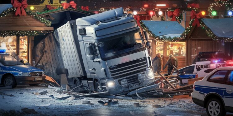 Attaque terroriste meurtrière sur un marché de Noël en Allemagne - Viral Mag Un acte terroriste cause la mort de 5 personnes et fait 200 blessés lors dun attentat au camion bélier sur un marché de Noël à Magdebourg Enquête en cours Viral Mag