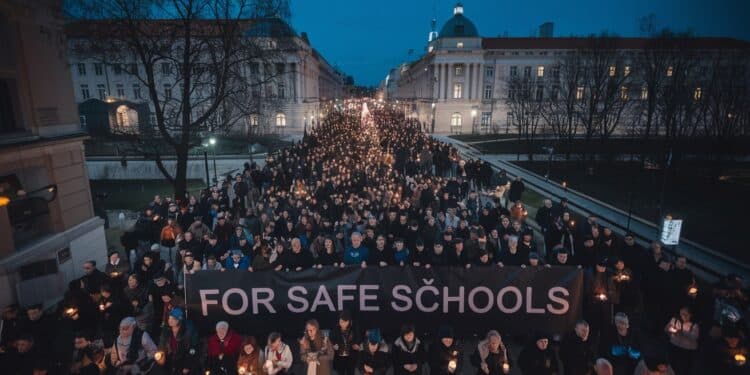 Croatie : Une Marche Silencieuse Pour La Sécurité Dans Les Écoles - Viral Mag Des milliers de Croates ont défilé à Zagreb pour réclamer plus de sécurité dans les écoles suite à une attaque au couteau inédite ayant choqué le pays Viral Mag