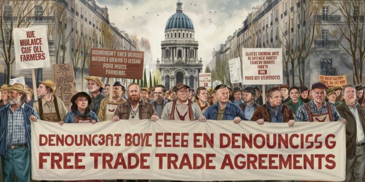 Des agriculteurs manifestent contre le libre-échange à Paris - Viral Mag Des agriculteurs de la Confédération paysanne ont manifesté à Paris contre la dérégulation des marchés céréaliers et un possible accord de libre échange UE Mercosur   Viral Mag