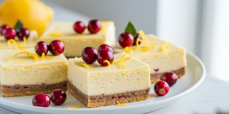 Des Barres Cheesecake Aux Saveurs Festives Pour Les Fêtes - Viral Mag Découvrez notre recette de barres cheesecake cranberry citron le dessert parfait pour vos réceptions des fêtes Facile à préparer et délicieusement équilibré entre douceur et acidité Viral Mag