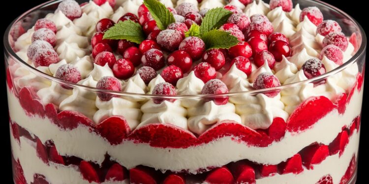 Dessert de Noël : La recette de trifle canneberge-coco fait fureur ! - Viral Mag Ce dessert de Noël épate les convives chaque année le trifle canneberge coco Découvrez la recette inratable de ce classique revisité qui fait sensation Viral Mag