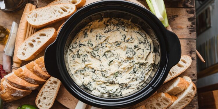 Découvrez notre recette de dip crémeux épinards artichauts au slow cooker  Un apéritif réconfort et savoureux parfait pour régaler vos invités    Viral Mag