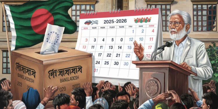 Élections au Bangladesh : Yunus Annonce le Calendrier pour 2025-2026 - Viral Mag Muhammad Yunus dirigeant par intérim du Bangladesh a annoncé la tenue délections législatives fin 2025 ou début 2026 quatre mois après le départ de lex Première ministre Sheikh Hasina Découvrez les détails du calendrier électoral et les défis à relever Viral Mag