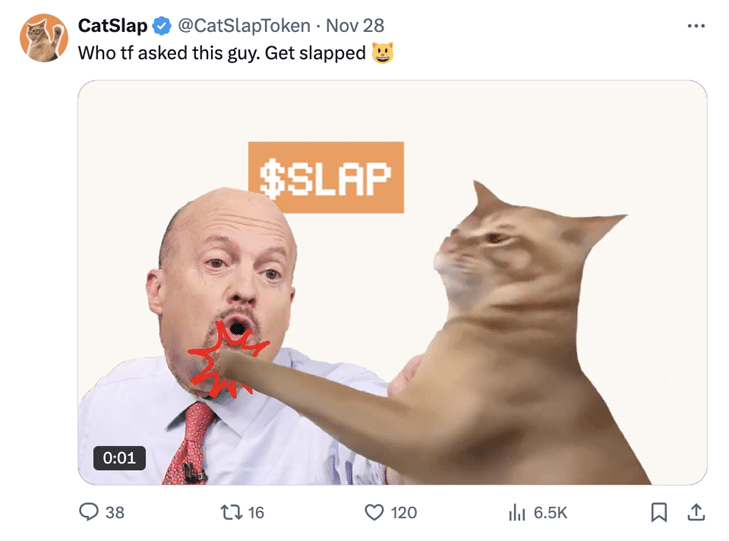 ViralMag Le cours de MOG plonge de 19 tandis que le nouveau meme coin félin Catslap $SLAP bondit de 25 les signaux de trading passent au vert et un listing CEX se profile