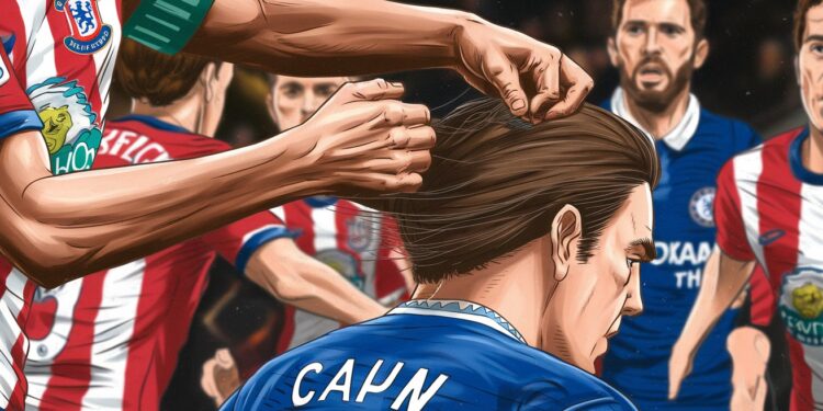 Le Carton Rouge Improbable de Stephens (Southampton) - Viral Mag Lors de Southampton Chelsea le capitaine des Saints Jack Stephens a été expulsé pour avoir tiré les cheveux de Marc Cucurella Une scène lunaire Viral Mag