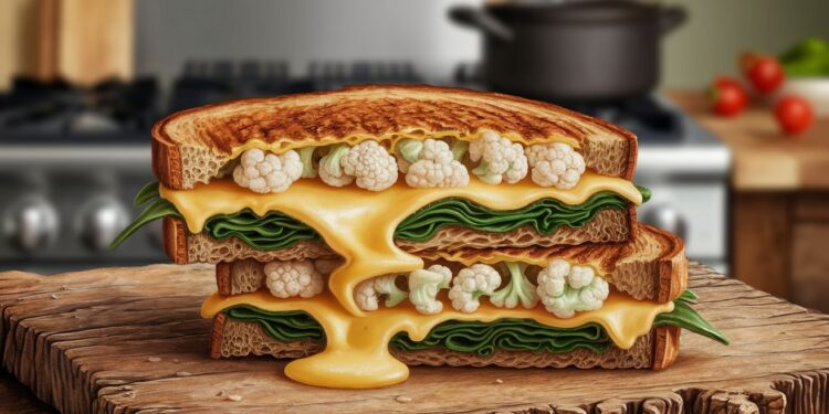Le Cauliflower Spanakopita Melt : Le Sandwich Végétarien Qui Va Révolutionner Vos Repas ! - Viral Mag Découvrez le Cauliflower Spanakopita Melt le sandwich végétarien savoureux et sain qui va vous faire oublier les traditionnels croque monsieur Viral Mag