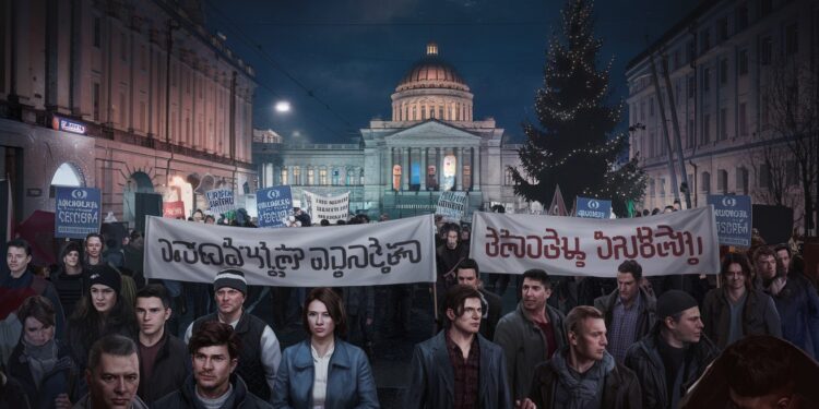 Manifestants à Tbilissi : Une « Petite Victoire » face au Sapin de Noël - Viral Mag Des milliers de manifestants pro UE à Tbilissi ont forcé le report de lillumination dun sapin de Noël dans un contexte de tensions politiques en Géorgie Découvrez les dessous de cette petite victoire symbolique Viral Mag