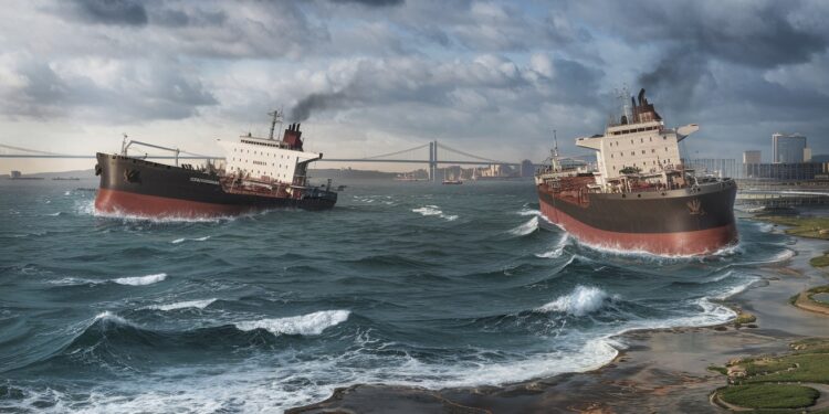 Marée noire en Crimée après le naufrage de deux pétroliers russes - Viral Mag Une fuite de carburant menace les côtes de lîle de Touzla suite au naufrage de deux pétroliers russes dimanche dans le détroit de Kertch Le bilan fait état dun mort Viral Mag