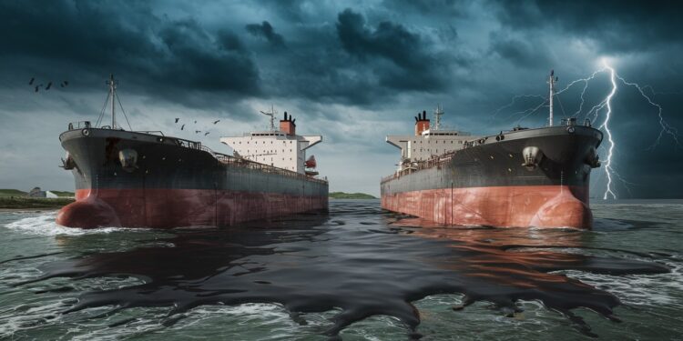 Marée Noire Imminente en Crimée Après un Double Naufrage - Viral Mag Deux pétroliers russes se sont échoués près de la Crimée dimanche entraînant la mort dun marin et une fuite de mazout en mer Noire Un désastre écologique se profile Viral Mag