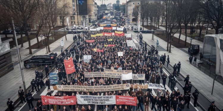 Des centaines détudiants serbes manifestent à Belgrade après leffondrement meurtrier du toit de la gare de Novi Sad dénonçant corruption et négligence du gouvernement   Viral Mag