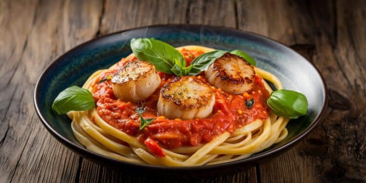 Découvrez notre recette de pâtes aux pétoncles et sauce tomate à lail un plat élégant et facile à réaliser Saveurs de la mer et fraîcheur garanties    Viral Mag