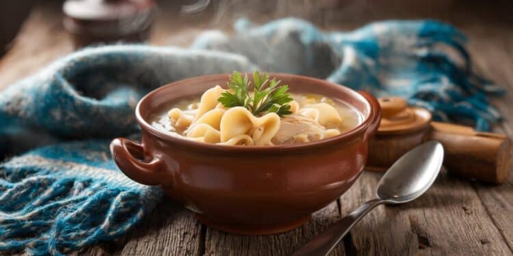Soupe Réconfortante au Poulet pour Affronter un Rhume - Viral Mag Découvrez la recette parfaite dune soupe au poulet nourrissante et apaisante pour vous réconforter lors dun rhume Prête en 20 minutes seulement Viral Mag