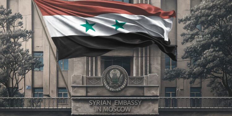 Syrie : Le Drapeau De L’Opposition Hissé Sur L’Ambassade à Moscou - Viral Mag Le drapeau de lopposition syrienne flotte sur lambassade de Syrie à Moscou suite à la chute spectaculaire du régime Assad Un tournant historique qui soulève de nombreuses questions sur lavenir du pays Viral Mag