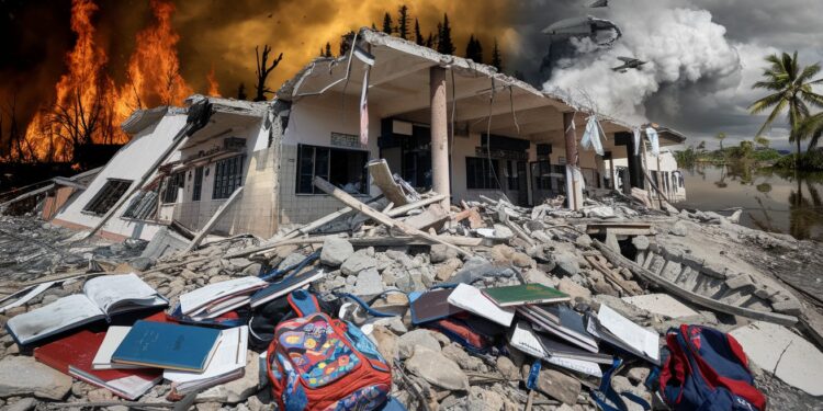 Chocs Climatiques : 1 Enfant sur 7 Privé d’École en 2024 - Viral Mag Canicules typhons inondations En 2024 les événements météo extrêmes ont perturbé la scolarité de près de 250 millions denfants dans le monde Un impact alarmant du réchauffement climatique Viral Mag