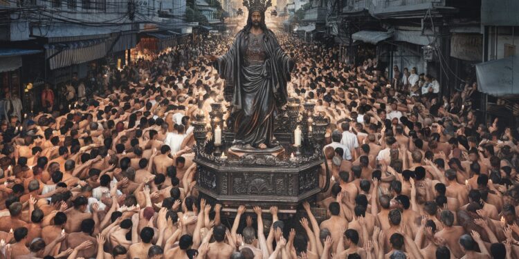 À Manille des centaines de milliers de fidèles catholiques se pressent pour approcher la statue miraculeuse du Nazaréen noir lors dune procession annuelle Découvrez ce rassemblement unique   Viral Mag