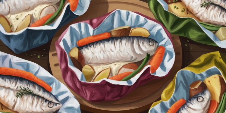 Des Paquets de Poisson et Légumes Cuits au Four, pour une Cuisine Saine et Facile - Viral Mag Découvrez une recette de poisson en papillote saine rapide et savoureuse Avec des légumes frais et une sauce crémeuse ces paquets cuits au four vous régaleront Viral Mag