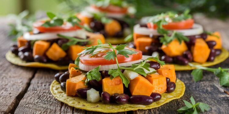 Découvrez notre recette de tostadas végétariennes alliant patates douces et haricots noirs pour un repas sain savoureux et rassasiant Un dîner facile et rapide    Viral Mag
