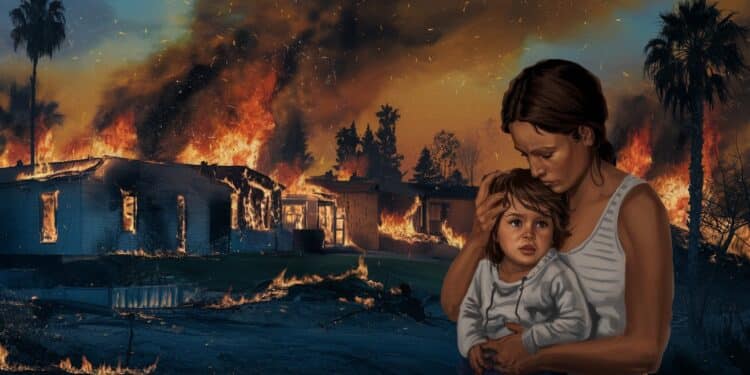Familles Traumatisées par les Incendies à Los Angeles - Viral Mag Les familles de Los Angeles affrontent le traumatisme des incendies dévastateurs cherchant désespérément couches lait et réconfort pour leurs enfants Viral Mag