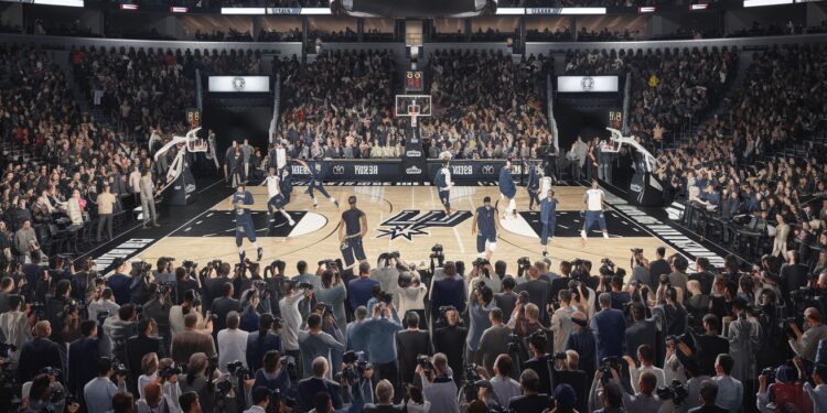 Foule Impressionnante de Journalistes pour les Spurs de NBA à Paris - Viral Mag Lentraînement des Spurs à Paris attire une foule de centaines de journalistes montrant lénorme attente autour de Victor Wembanyama Viral Mag