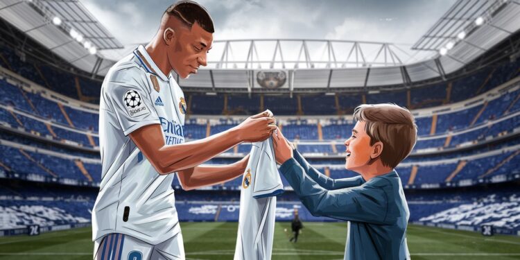Après la victoire éclatante du Real Madrid Kylian Mbappé a fait preuve dune grande générosité en offrant son maillot à un jeune fan suscitant ladmiration de tous   Viral Mag