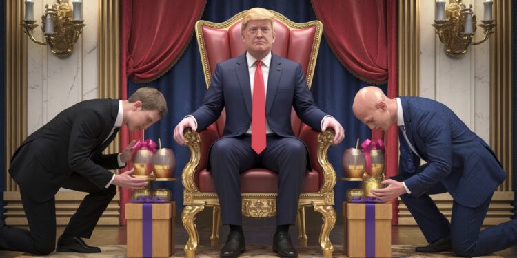 La Coûteuse Réconciliation des Milliardaires avec Donald Trump - Viral Mag Découvrez comment les patrons de la Tech courtisent Donald Trump pour gagner ses faveurs malgré leur passé tumultueux Une surenchère voyante entre Zuckerberg et Bezos   Viral Mag