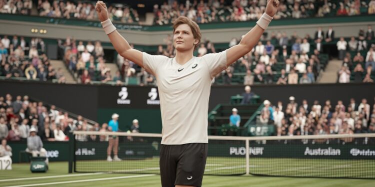 La Révélation Américaine Alex Michelsen Triomphe à l’Open d’Australie - Viral Mag Alex Michelsen jeune espoir américain de 20 ans réalise lexploit en battant Karen Khachanov et se qualifie pour son premier 8e de finale en Grand Chelem   Viral Mag
