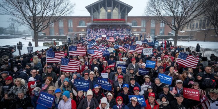 Le Dernier Meeting de Trump Avant Son Investiture Rassemble des Milliers de Partisans - Viral Mag Des milliers de partisans de Donald Trump ont bravé le froid pour assister à son dernier meeting avant son investiture lundi Malgré le transfert des festivités en intérieur en raison dune vague de froid lenthousiasme était au rendez vous   Viral Mag