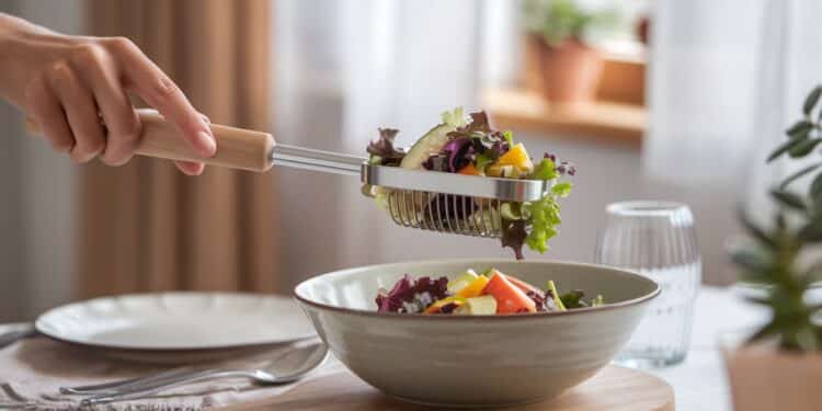Découvrez le Snapi lustensile de cuisine révolutionnaire à seulement 12$ sur Amazon Ce serveur de salade à une main facilite le service et convient aussi pour les pâtes et le popcorn Un must pour vos dîners    Viral Mag