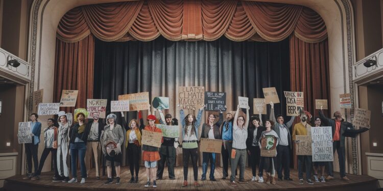 Militants écologistes perturbent une pièce avec Sigourney Weaver à Londres - Viral Mag Deux activistes de Just Stop Oil interrompent la représentation de La Tempête pour dénoncer linaction climatique Sigourney Weaver escortée   Viral Mag