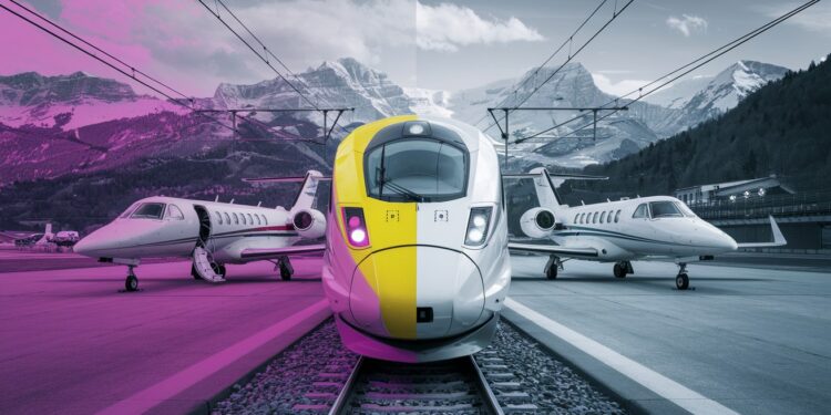 ONG appellent à privilégier le train pour aller à Davos - Viral Mag Des ONG exhortent les dirigeants dentreprises se rendant au Forum économique mondial de Davos à éviter les jets privés et à emprunter le train pour réduire leur empreinte carbone Laviation privée en plein essor aggrave la crise climatique Viral Mag