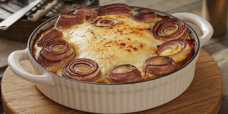 Onions fondants au goût de soupe à l’oignon gratinée - Viral Mag Découvrez notre recette facile doignons fondants avec une croûte gratinée qui rappelle la saveur délicieuse de la soupe à loignon traditionnelle Viral Mag
