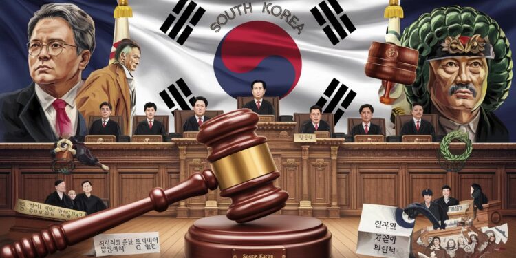 Procès de destitution du président sud-coréen : Coup d’envoi attendu - Viral Mag Le procès de destitution du président sud coréen suspendu Yoon Suk Yeol débute ce mardi La Cour constitutionnelle pourrait le démettre ou le restituer dans ses fonctions suite à sa tentative ratée dimposer la loi martiale Viral Mag