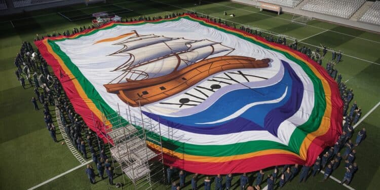 Les supporters du club indien Mohun Bagan Super Giant sapprêtent à déployer le plus grand tifo du monde mesurant près de 2 400 m² Un record   Viral Mag