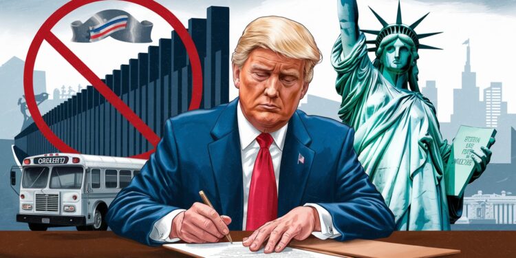 Trump Signe Ses Premiers Décrets Anti-Immigration - Viral Mag Dès son investiture le président Donald Trump passe à loffensive contre limmigration illégale et légale Découvrez ses premières mesures choc   Viral Mag