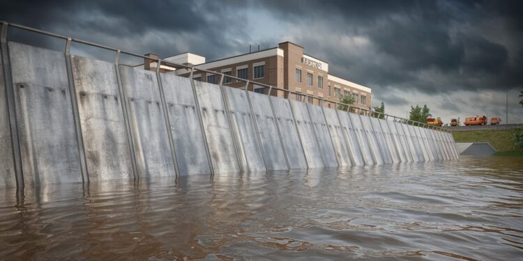 Un Barrage Anti-Crue Innovant Protège L’Hôpital d’Alençon - Viral Mag Face à la montée des eaux causée par la tempête Herminia lhôpital dAlençon a déployé un barrage anti crue unique en France pour assurer la continuité des soins Découvrez cette prouesse technologique   Viral Mag