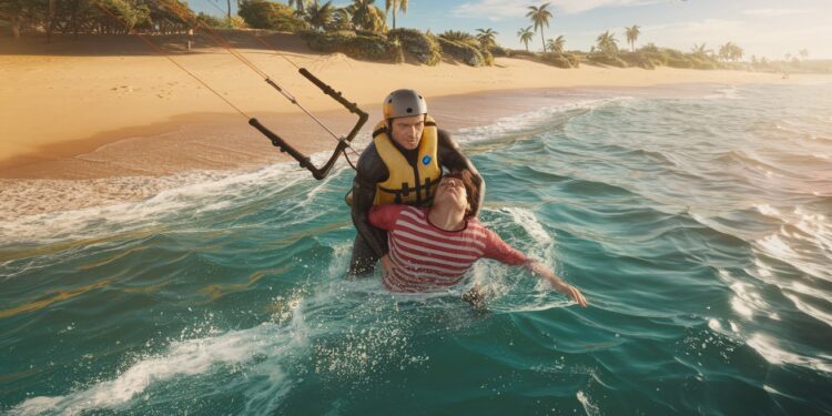 Un Champion Olympique Sauve une Femme de la Noyade - Viral Mag Bruno Lobo athlète olympique de kitesurf a secouru une nageuse en détresse sur une plage brésilienne Découvrez les détails de ce sauvetage héroïque Viral Mag