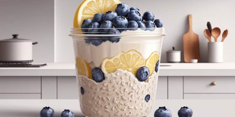 Comment Préparer des Overnight Oats Citron-Myrtille Parfaits - Viral Mag Découvrez la recette irrésistible des overnight oats citron myrtille  simple sain et délicieux Votre petit déjeuner prêt en un clin dœil    Viral Mag