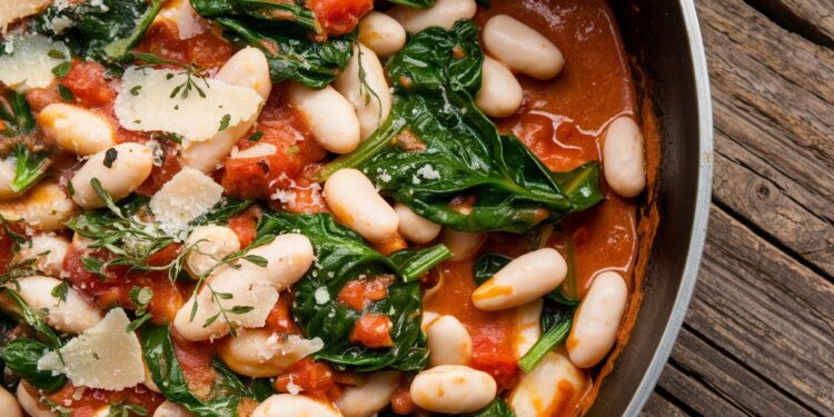 Découvrez cette Recette Végétarienne Bluffante : Poêlée de Haricots Blancs et Épinards - Viral Mag Cette recette végétarienne de poêlée de haricots blancs et épinards va vous épater Facile rapide et délicieuse elle revisite le célèbre plat Marry Me Chicken en version végétarienne Foncez en cuisine Viral Mag